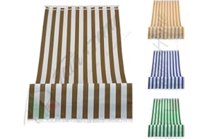 TATA HOME Tenda da Sole a Righe per Balcone Veranda o Terrazzo con Anelli e Ganci Tessuto Resistente da Esterno Misura cm 140x300 Colore Marrone