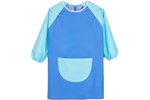 QianFenShi 1Pcs Tablier Peinture Enfant,Tablier Peinture Enfant 10 Ans,Tablier De Peinture Enfant,Blouse Enfant,Blouse Enfant Peinture,Blouse Peinture Enfant,Blouse Enfant Ecole 7~10 Ans,Bleu
