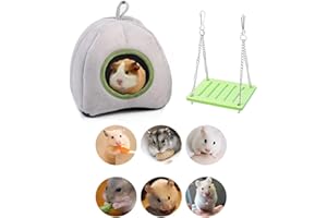 BDSHUNBF Meerschweinchen Haus, Kleintier-Winterhaus Multifunktionales Warmes Bett rutschfest Tragbar mit Abnehmbarer Matte, für Kaninchen, Chinchilla, Igel, Meerschweinchen, Eichhörnchen (Grau)