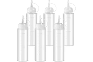 LiuHancsqd 6 Pcs Biberones de Cocina, 240ml Squeeze Bottles, Botella de Salsa de Plástico, Dispensador de Condimentos para Salsa de Tomate, Mostaza, Mayonesa, Ketchup