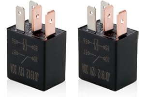 TEDBED Automotive Relay 4 Pin 12V 30A Mini Car Relay, 2Pcs Multi-Purpose Air Conditioning Relay Automotive Truck Car Relay Heavy Duty Standard Relay Kit, Operating Temperature from -40 Degree to 85 Degree C