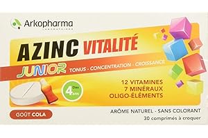 Arkopharma Azinc Vitalité Junior 30 Comprimés à Croquer dès 4 Ans Goût Cola Nouveau