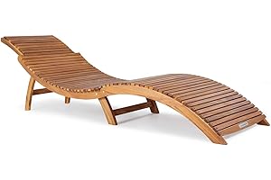 CASARIA® Tumbona Plegable para Jardín Madera de Acacia Hamaca Ergonómica Carga 160Kg Terraza Certificado FSC®