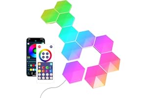 SNADER 10pack RGB Hexagon LED Panel Wandleuchte Innen, Waben Wall Light, DIY Modular Lampe Smart funktioniert mit Musik Sync, App-Steuerung, für Gaming Room Deko, 10 Panels