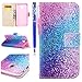 Produktbild EUWLY Lederhülle für [Samsung Galaxy J7 2017 European Edition], Bunt Niedlich Hülle Ledertasche Handytasche [Brieftasche] Leder Hülle Kreativ Vintage Lanyard Strap Muster Ledertasche Handyhülle Flip Case Wallet Cover Folio Klapphülle Handyhülle Bookstyle Magnetverschluss Standfunktion Karteneinschub Kunstleder Tasche Cover für Samsung Galaxy J7 2017 + Blau Eingabestift-Funkeln Kristall Diamant
