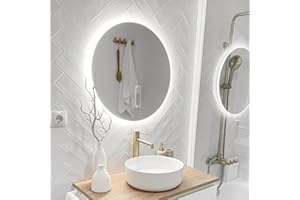 APLIKE BATHROOM LIGHTING Aplike - Espejo Redondo Pared con Luz LED - Luz Blanca Neutra (4000K) - Diámetro 60cm | Modelo Palma