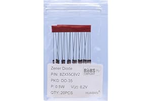 HUABAN 20PCS 1/2W BZX55C8V2 Silizium Planar Power Zener Diodes DO-35 Axial Diode 0.5W 8.2V