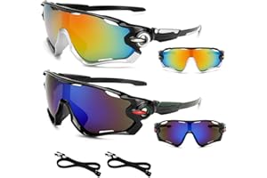 BSITSSS 2PCS Lunettes de Vélo Polarisées Lunettes de Soleil Pour homme et Femme, Protection UV400 Lunette de Vitesse pour Activités de Plein Air Comme le Cyclisme