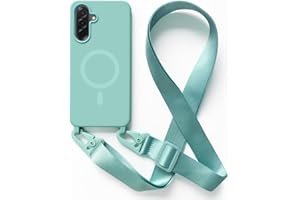 Zyweil Silikon Handykette für Samsung Galaxy S25, Magnetische Schutzhülle mit Band Halsband Lanyard (abnehmbar) Ganzkörperschutz Kratzfeste Stossfest Handyhülle Mint Grün