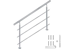 CAVATINY Stainless Steel Handrail Railing for Stairs Parapet Balcony with 3 Cross Braces - Indoor and Outdoor Handrail Railing Stair Railing Stainless Steel Parapet Balcony (100 cm, 3 Cross Braces)