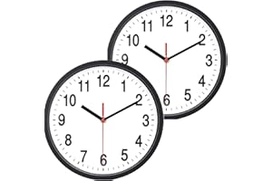 Tebery 2 Pack 10 Inch Silent Non Ticking Wall Clock, Quartz Battery Operated Clock, Easy to Read with Modern and Elegant Design