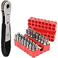Sunkizzrs® 34-Pcs Ratchet Wrench Screwdriver Bit Set –1/4"(6.35mm)Hex Socket Double-Head Bidirectional Control—Mini Magnetic Ratchet Screw Driver Set with High Torque for Gadgets/Machines/Pocket Size
