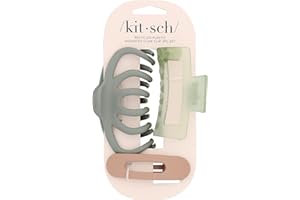 Kitsch Large Assorted Hair Clips for Women, Medium Open Shape Hair Claw Clips for Thick Hair, Flat Lay Hair Clip & Big Octopus Claw Clip for Teen Girls, Hair Styling Accessories, 3 pcs