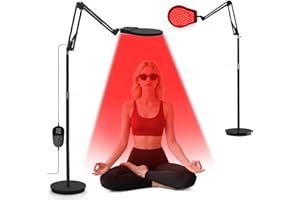 Relhafethy Red Light Lamp, 660&850&940 Infrared Lamp with Stand, with 10/20/30 Mins & 5 Level Brightness Adjustment, 150LEDs Infrared Red Lights for Home/Office Use