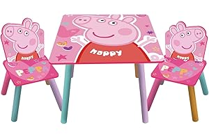 ARDITEX Peppa Pig Wooden Table & 2 Chairs Set by Nixy Children, Pink