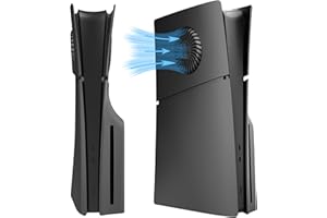 DOBEWINGDELOU Faceplate for P5 Slim Disc Edition with Cooling Vent and Dust Filter, Face Plate Console Accessories Cover ABS Dustproof Replacement Side Shell Case Black