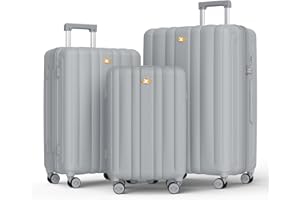 MGOB Luggage Sets 3 Piece, Hard Shell Trolley Travel Suitcases with Spinner Wheels, Lightweight Suitcase Sets, TSA Approved, Polycarbonate(PC) 20, 24, 28 Inch