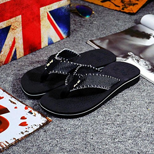 Herren Sommer Flip Flops Xinan Streifen Schuhe Sandalen Slipper (44, Schwarz) - 2
