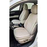 L&uuml;ks Kapitone Desenli Antislip Araba Koltuk Koruyucu &Uuml;&ccedil;l&uuml; Minder Seti - BEJ (2 &Ouml;n ve 1 Arka Set)