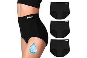 TIICHOO Period Knickers for Women Heavy Flow Incontinence Pants Women Period Pants Postpartum Underwear Pack of 3(XXL, 3 Black)