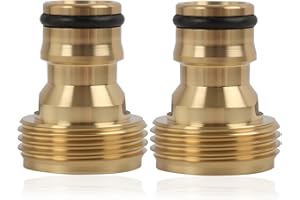 RIYBYDS Adaptateur de Robinet pour Tuyau d'Arrosage en Laiton avec Filetage Extérieur 3/4 Pouces, Raccord Rapide Compatible avec Systèmes Gardena,pour Jardin, Maison et Agriculture (2x 3/4")