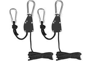 PTJJXA 2 Piezas Trinquete de Cuerda Polea, Cuerda Guía para Tienda de Campaña 2,4m, Cuerda Guía de Tienda con Mosquetón para Acampar, Toldo, Lámpara de Planta, Ventilador