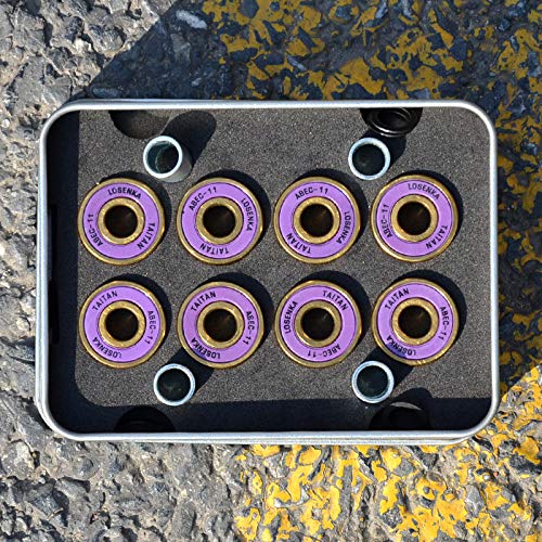 8 Piezas Rodamientos ABEC-9/11 Rodamientos de skateboard Rodamiento de rodillos longboard 608 2RS Rodamientos con espaciadores y arandelas (Púrpura)