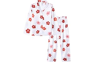 Ewbob Schlafanzug Mädchen Kinder,Niedliche Pyjamas Sets,Satin Pyjama für Mädchen 5-14 Jahre