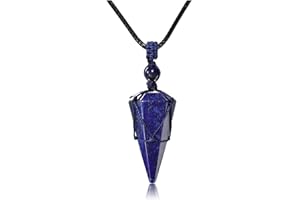 Jovivi Unisex Collana Ciondolo Cono Esagonale in Pietra Naturale per Donna Uomo Collana Pendente Pendolo Sfaccettato con Corda Avvolta Yoga Gioielli Chakra Reiki Guarigione Energia Regalo Fidanzati