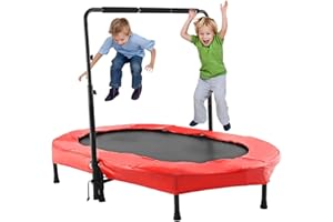 ANCHEER Sports Trampoline pour Deux Enfant Intérieur/Extérieur Mini Trampoline Fitness Pliable avec Poignée Réglable Trampoline Parent-Enfant