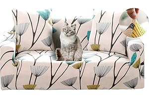 HYSENM Copridivano 2 posti elasticizzato Beige Dente Di Leone Copridivano 2 Posti Antiscivolo Fantasia Copridivano 2 posti con braccioli Fodere Copridivani Per Divano 2 posti Morbido Protezione