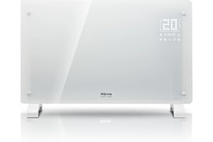 Wärme Wifi Enabled Smart Electric Glass Panel Heater 2kW - Alexa Heating Control - Open Window Detection - Wall Mounted & Free Standing - Low Energy Heater with 7-Day Timer - Ice White (White)