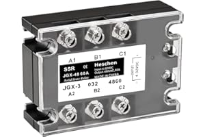 Heschen DC/AC Three Phase Solid State Relay, JGX-48 60A, 3.5-32VDC Input, 480VAC 60Amp Output