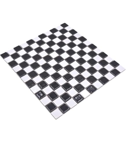 Mosaïque Céramique Martelée Blanc & Noir - 10 Plaques - Cuisine & Mur - Réf 18-0307_f