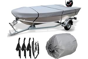 Båtskydd, 210D slitstark grå öppen båtskydd släpvagn fiske skidåkning runabout vattentät anti-UV V-skrov marin canvasskydd 3