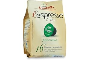 CAFFE TROMBETTA Caffè Trombetta - l'Espresso Dolce Più Crema, Capsule Compatibili con Sistema Nescafè Dolce Gusto - 1 Confezione da 16 Capsule