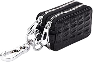 Esdrem Unisex Handmade Genuine Leather Zipper Key Chain Case Pouch Car Key Holder Bag