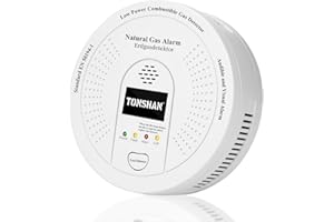 TONSHAN Gasmelder Erdgasdetektor CH4/Propan/Methan 100% Batteriebetrieben - Kombinierter Gasalarm mit Optischem & Akustischem Alarm - Gassensor für Sicherheit in Haushalt (Keine Batterie enthalten)