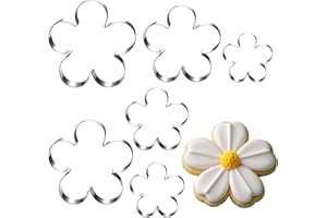 DIPZO Juego de 6 Cortadores de Galletas con Forma de Flor, Moldes de Acero Inoxidable para Pastelería y Decoración de Tartas, Moldes Florales para Navidad, Pascua, Cumpleaños, Baby Shower