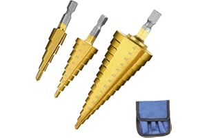 bituocs Stufenbohrer [10mm Schaft] Stufenbohrer [15 Stufen] für Metall- Passt in jedes Bohrfutter - Kegelbohrer Ø 5-35mm - Schälbohrer ideal für Metall, Holz, Kunststoffe - 13 Stufen Konusbohrer