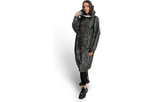 Jubi® Poncho antipioggia da donna in 100% poliestere riciclato, sostenibile, leggero e impermeabile