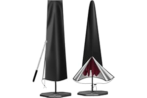 OKPOW Schutzhülle für 3m Große Sonnenschirm: 600D Wasserdicht Abdeckung Sonnenschirm mit Zip - Anti UV Hülle Sonnenschirm Winddicht Schneesicher