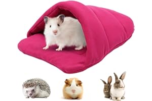 JODSEN Lit de Cochon d'Inde Lit de Hamster Sac de Couchage Grotte Nid Coussin doux Chauds Maison de Cochon d'Inde Animal de Compagnie Hiver Literie Cage Accessoires pour Petit Animal Écureuil (Rose Rouge)