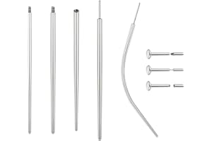 BodyAce Stainless Steel Piercing Taper, 14G 16G 18G 20G Threadless Assistant Tool Screw On Insertion Pin, Curved Piercing Stretching Kit for Ear/Nose/Belly/Lip/Eyebrow