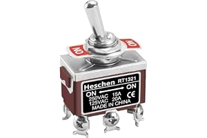 Heschen Metall vippströmbrytare, RT1321, DPDT, underhållen typ, ON/ON 2 positioner, 15A 250VAC, CE