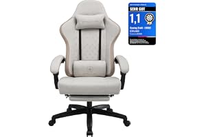 GTPLAYER Gamingstol, kontorsstol med kudde med ficksydda fjädrar, ledade armstöd och fotstöd, ergonomisk datorstol med högt r