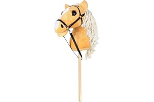 kudmwcc Hobby Horse, Steckenpferd mit Trense, Stockpferd für Kinder mit Holzstock & Mähne, im Freien Hobby Horse für Kinder, Gelb