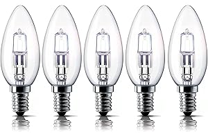 BELNS MELNS E14 28W Halogen Candle Light Bulbs, Small Edison Screw Bulb (SES) 2700K Warm White Dimmable Pack of 5