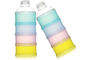 PEZEEU Dosatore/Dispenser/Contenitore portatile per latte in polvere - 2x Dosalatte in Polvere Scatola per Snack Portatile con 4 Scomparti, Impilabile, Scatola per Alimenti per Bambini per Viaggi all'aperto