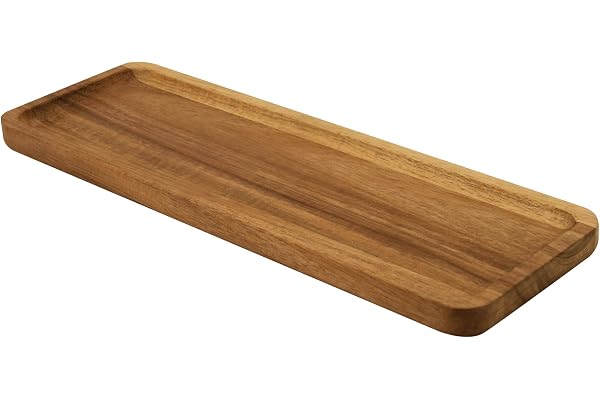 Jean & Len Träbricka rektangulär i akaciaträ, 28x10x1,5cm | Mångsidig för accessoarer & kontor, snygg organizer med unik ådring, dekorativ träbricka